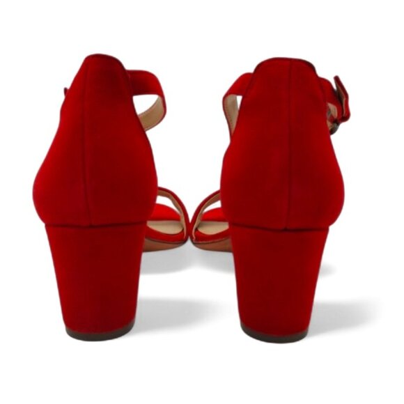 Naturalizer Women's Size 9 W Red Vera Suede Block Heel Ankle Strap Dress Sandals - Picture 11 of 14